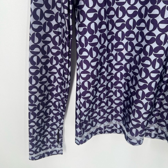Coperni Geometric Printed Long Sleeve Logo Plaque Top In Blue & Purple - Picture 5 of 7